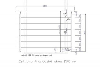 Set zábradlí pro franc.okna vodorovné 1500 mm